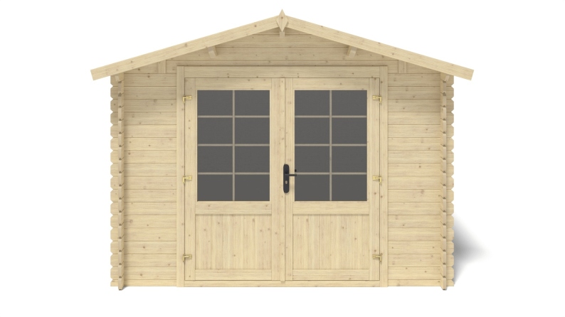 Abri de jardin en bois - 12m2 - 3x4m - Ep. 28mm - Couleur: naturel