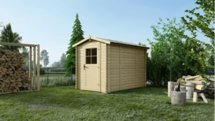 Abri de jardin en bois - 5.7m2 - 1.9x3m - Ep. 28mm - Couleur: naturel
