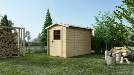 Abri de jardin en bois - 5.7m2 - 1.9x3m - Ep. 28mm - Couleur: naturel