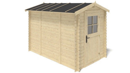 Abri de jardin en bois - 5.7m2 - 1.9x3m - Ep. 28mm - Couleur: naturel
