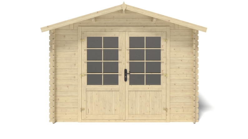 Abri de jardin en bois - 9m2 - 3x3m - Ep. 28mm - Couleur: naturel