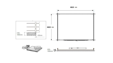 Abri de jardin en bois - 25m2 - 5x5m - Ep. 34mm - Couleur: naturel