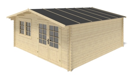 Abri de jardin en bois - 25m2 - 5x5m - Ep. 34mm - Couleur: naturel