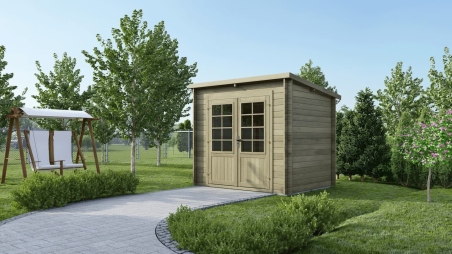 Abri de jardin en bois - 5m2 - 2.5x2m - Traité - Ep. 28mm - Couleur: vert