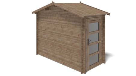 Abri de jardin en bois - 4.5m2 - 1.5x3m - Traité - Ep. 28mm - Couleur: marron