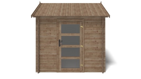 Abri de jardin en bois - 7.5m2 - 2.5x3m - Traité - Ep. 28mm - Couleur: marron