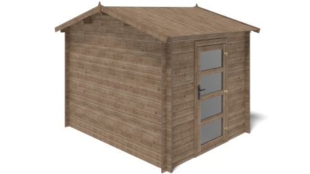 Abri de jardin en bois - 7.5m2 - 2.5x3m - Traité - Ep. 28mm - Couleur: marron