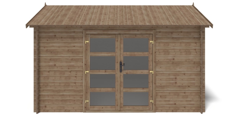 Abri de jardin en bois - 12m2 - 4x3m - Traité - Ep. 28mm - Couleur: marron