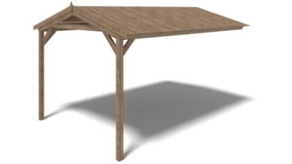 Avant-toit en bois 4x2.76m pour le chalet de jardin 4m, traité, marron