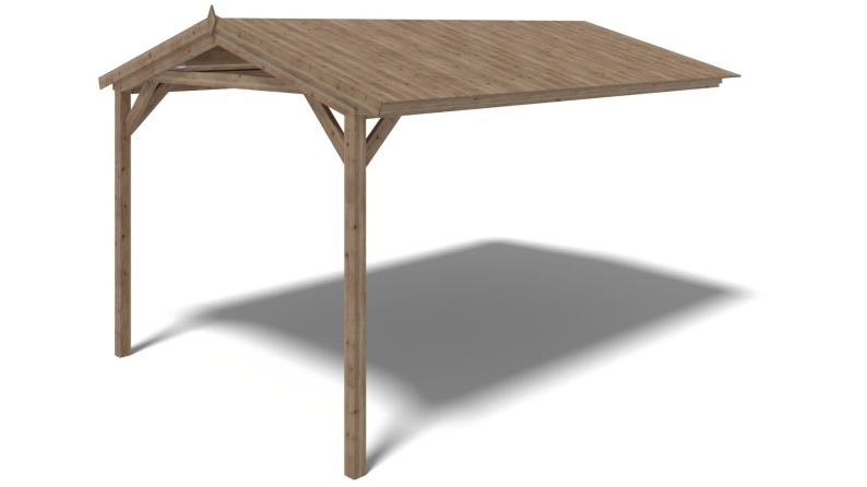 Avant-toit en bois 4x2.76m pour le chalet de jardin 4m, traité, marron