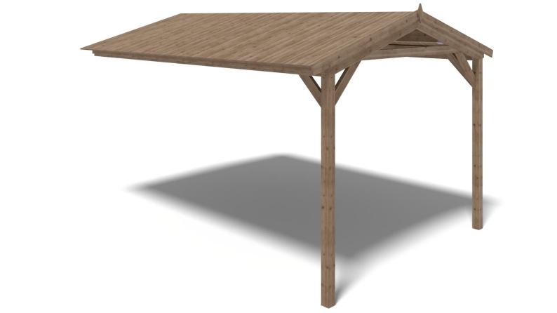 Avant-toit en bois 4x2.76m pour le chalet de jardin 4m, traité, marron