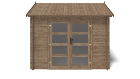 Abri de jardin en bois - 9m2 - 3x3m - Traité - Ep. 28mm - Couleur: marron