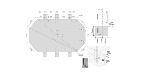 Piscine en bois 8.57x4.57 - H.1.31 m fixations à sceller