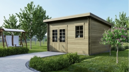 Abri de jardin en bois - 16m2 - 4x4m - Traité - Ep. 40mm - Couleur: vert