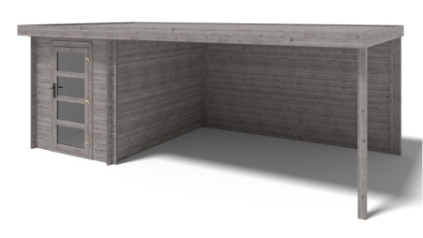 Abri de jardin en bois - 6m2 - 5.84x3m - Traité - Ep. 28mm - Couleur: gris