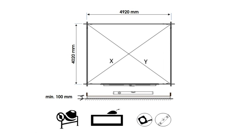 Abri de jardin en bois - 21.42m2 - 5.1x4.2m - Ep. 34mm - Couleur: naturel