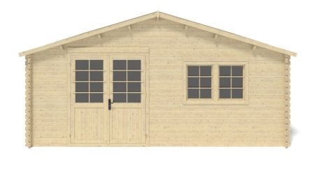 Abri de jardin en bois - 36m2 - 6x6m - Ep. 40mm - Couleur: naturel