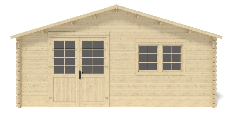 Abri de jardin en bois - 30m2 - 6x5m - Ep. 40mm - Couleur: naturel