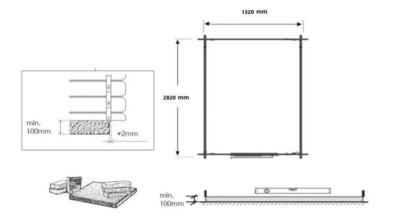 Abri de jardin en bois - 1.5x3 m avec extension de 1.5x2.76 m - 4.5 m² - Traité