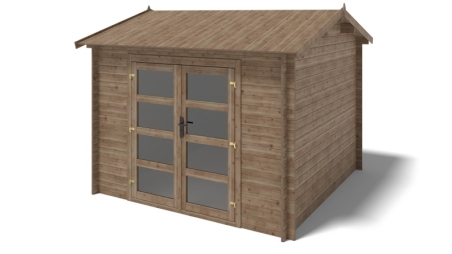 Abri de jardin en bois - 3x3 m avec extension de 3x2.76 m - 9 m² - Traité