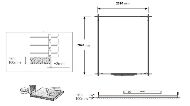 Abri de jardin en bois - 2.5x3 m avec extension de 2.5x2.76 m - 7.5 m² - Traité