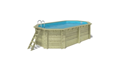 Piscine en bois Nemo 5.79x3.49 - H.1.45 m fixations à sceller
