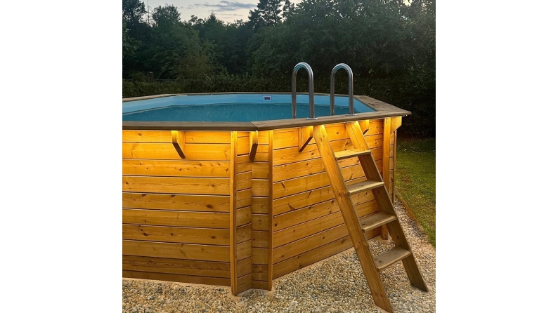 Piscine en bois Nemo 5.79x3.49 - H.1.45 m fixations à sceller