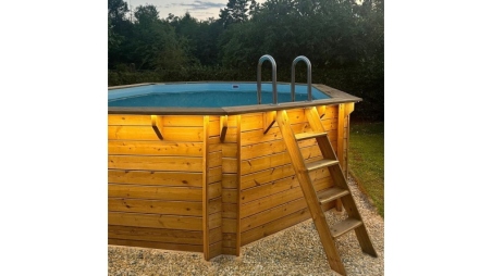 Piscine en bois Nemo 5.79x3.49 - H.1.45 m fixations à sceller