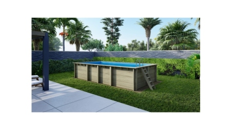 Piscine en bois Aqua 7x3.75 - H.1.45 m fixations à sceller