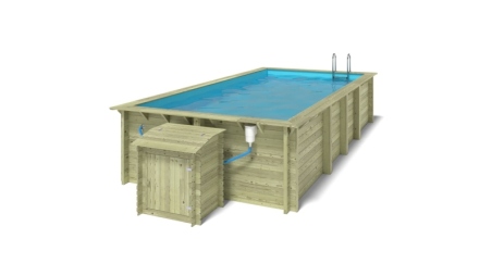Piscine en bois Aqua 7x3.75 - H.1.45 m fixations à sceller