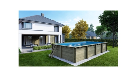 Piscine en bois Aqua 8.5x4.35 - H.1.45 m fixations à sceller