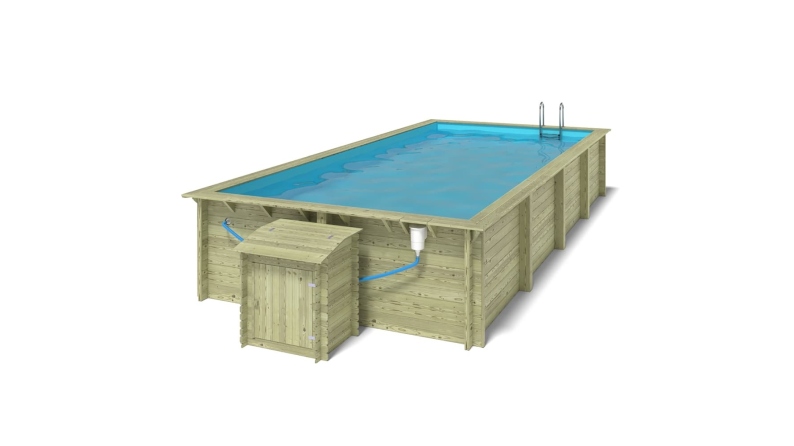Piscine en bois Aqua 8.5x4.35 - H.1.45 m fixations à sceller