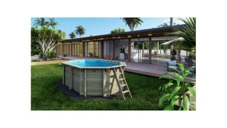 Piscine en bois Nemo 4.3x3 - H.1.31 m cadre en métal, sans dalle béton