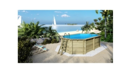 Piscine en bois Nemo 5.79x3.49 - H.1.45 m fixations à visser