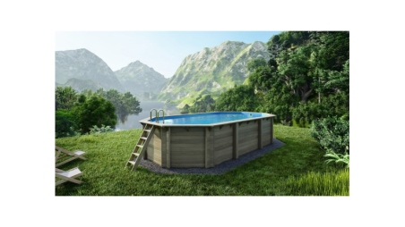 Piscine en bois Nemo 7.3x3.97 - H.1.45 m cadre en métal, sans dalle béton