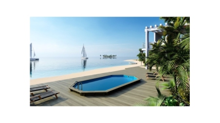 Piscine en bois Nemo 7.3x3.97 - H.1.45 m cadre en métal, sans dalle béton