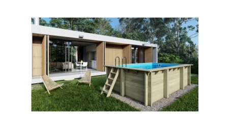 Piscine en bois Aqua 4.65x2.85 - H.1.24 m cadre en métal, sans dalle béton