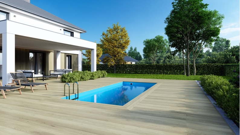 Piscine en bois Aqua 6.1x2.85 - H.1.31 m fixations à visser