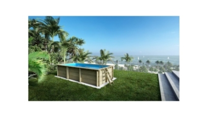 Piscine en bois Aqua 6.1x2.85 - H.1.31 m cadre en métal, sans dalle béton