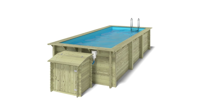Piscine en bois Aqua 6.1x2.85 - H.1.31 m cadre en métal, sans dalle béton