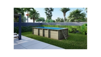 Piscine en bois Aqua 7x3.75 - H.1.45 m cadre en métal, sans dalle béton