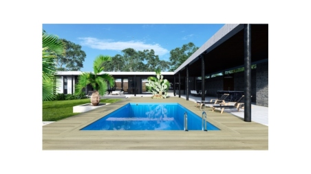 Piscine en bois Aqua 8.5x4.35 - H.1.45 m cadre en métal, sans dalle béton