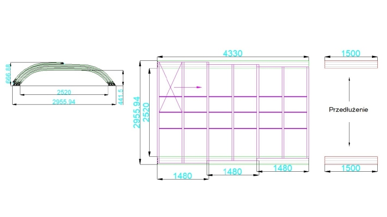 Abri de piscine Horizon - 4.33x2.52 m - polycarbonate massif 3 mm - pour piscine BAS7302. BAS7303