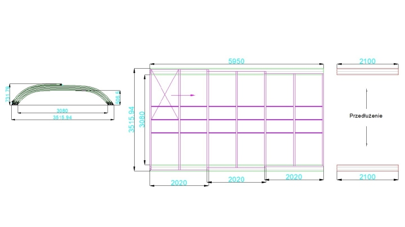 Abri de piscine Horizon - 5.95x3.08 m - polycarbonate massif 3 mm - pour piscine BAS7305