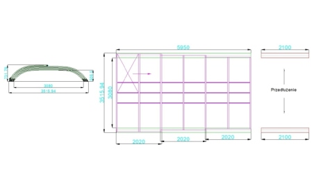Abri de piscine Horizon - 5.95x3.08 m - polycarbonate alvéolaire 8 mm - pour piscine BAS7305
