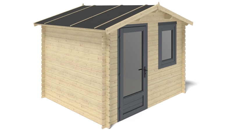 Abri de jardin en bois - 7.5m2 - 3x2.5m - Ep. 28mm - Couleur: naturel