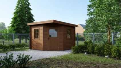 Abri de jardin en bois - 8m2 - 3x3m - Traité - Ep. 28mm - Couleur: marron