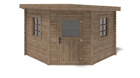 Abri de jardin en bois - 8m2 - 3x3m - Traité - Ep. 28mm - Couleur: marron