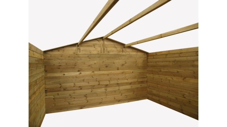 Abri de jardin en bois - 16m2 - 4x4m - Traité - Ep. 28mm - Couleur: marron