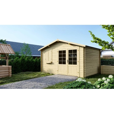 Abri de jardin en bois - 12m2 - 4x3m - Ep. 28mm - Couleur: naturel